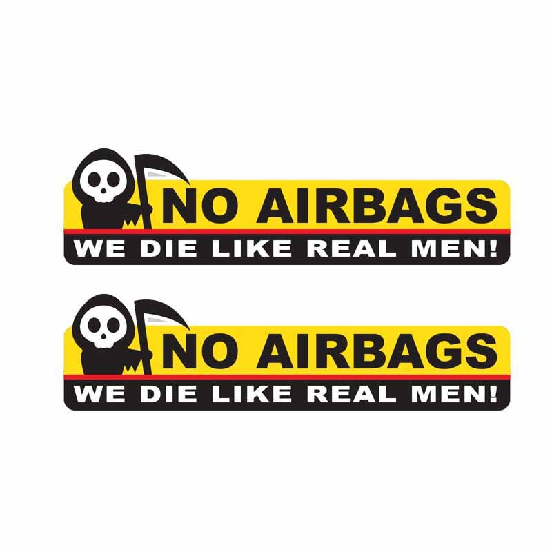 Skull 'No AirBags We Die Like Real Men!' Vinyl Car Sticker