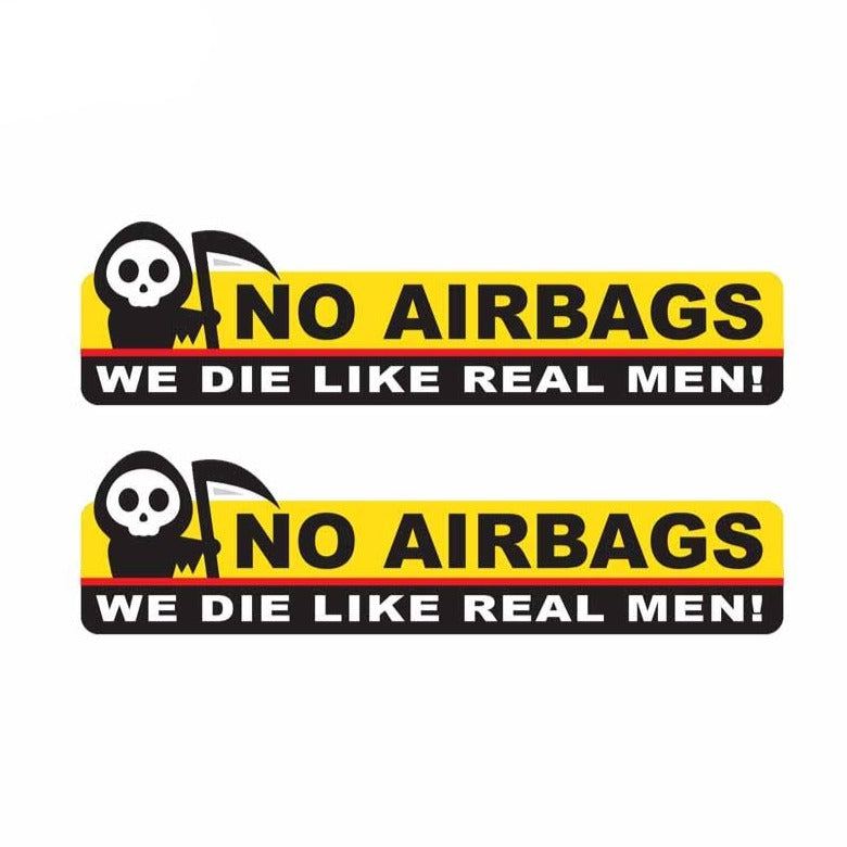 Skull 'No AirBags We Die Like Real Men!' Vinyl Car Sticker