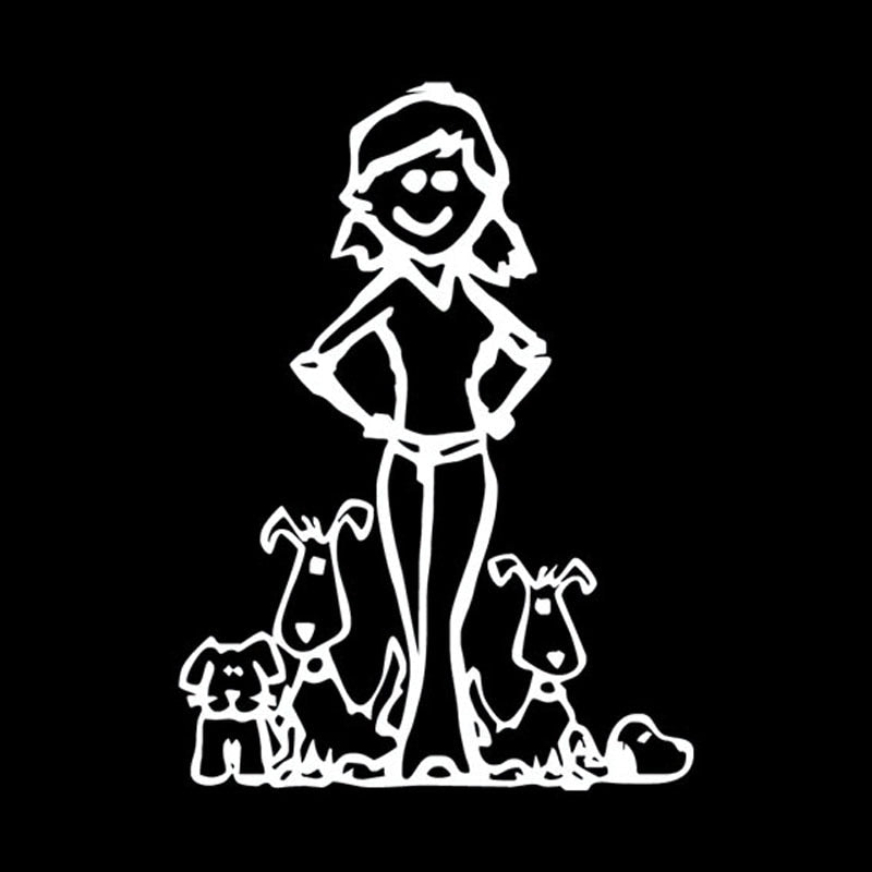 Funny 'Girl And Dogs | Portrait' Vinyl Car Sticker