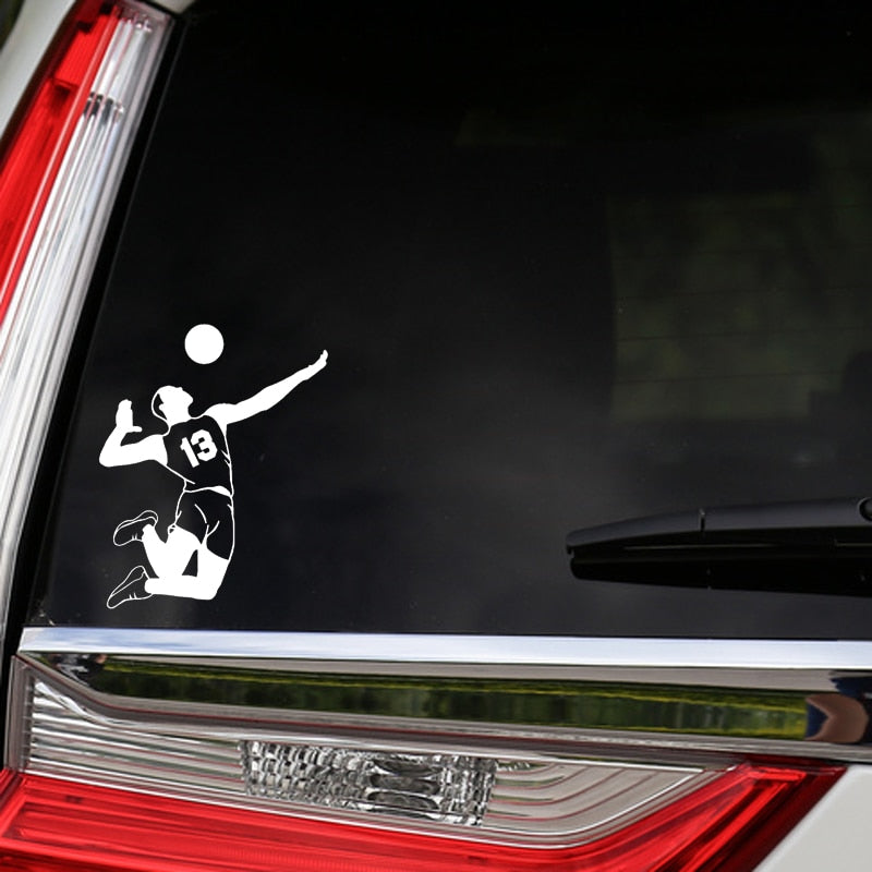Volleyball Player 'Jersey Number 13' Vinyl Car Sticker