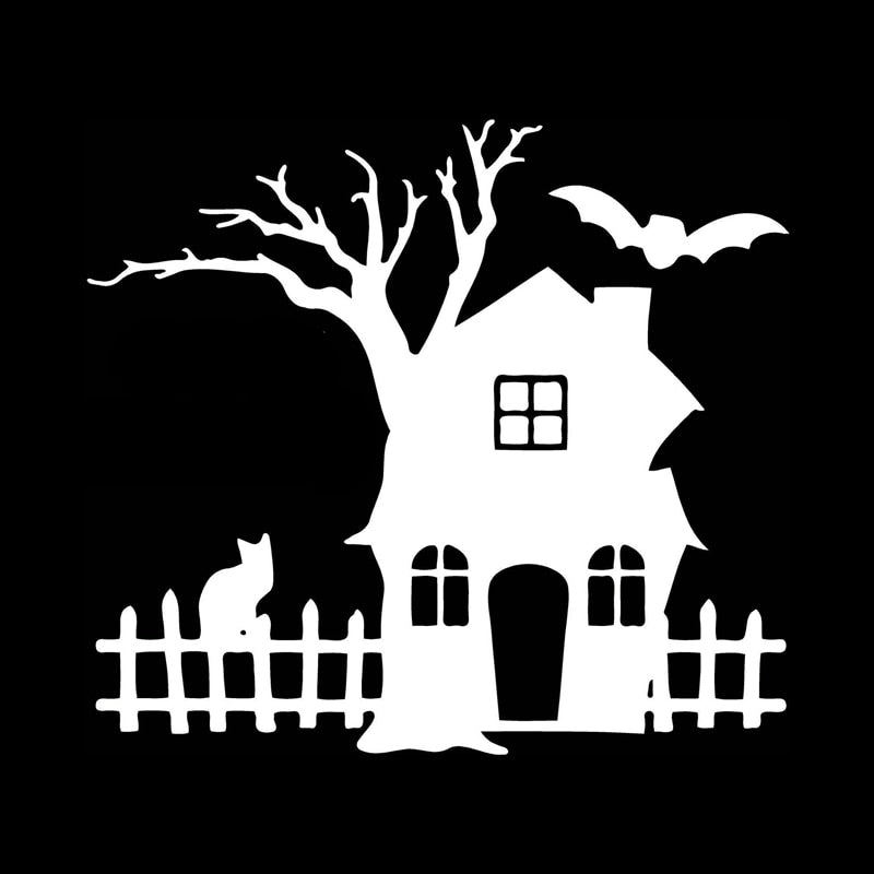 Halloween 'Spooky House Tree' Vinyl Car Sticker