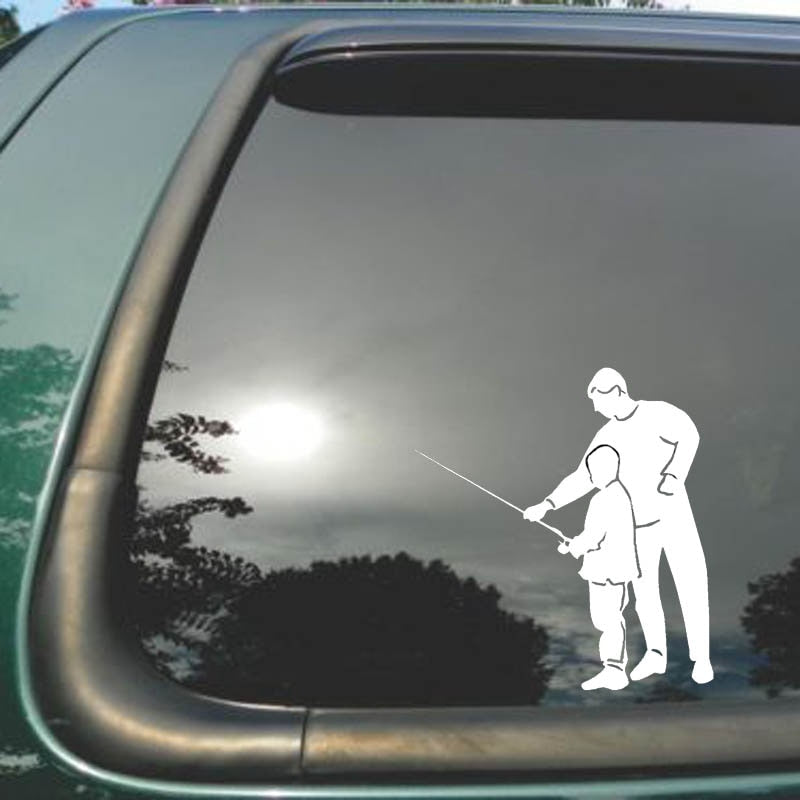 Cool 'Father and Son Fishing' Vinyl Car Sticker