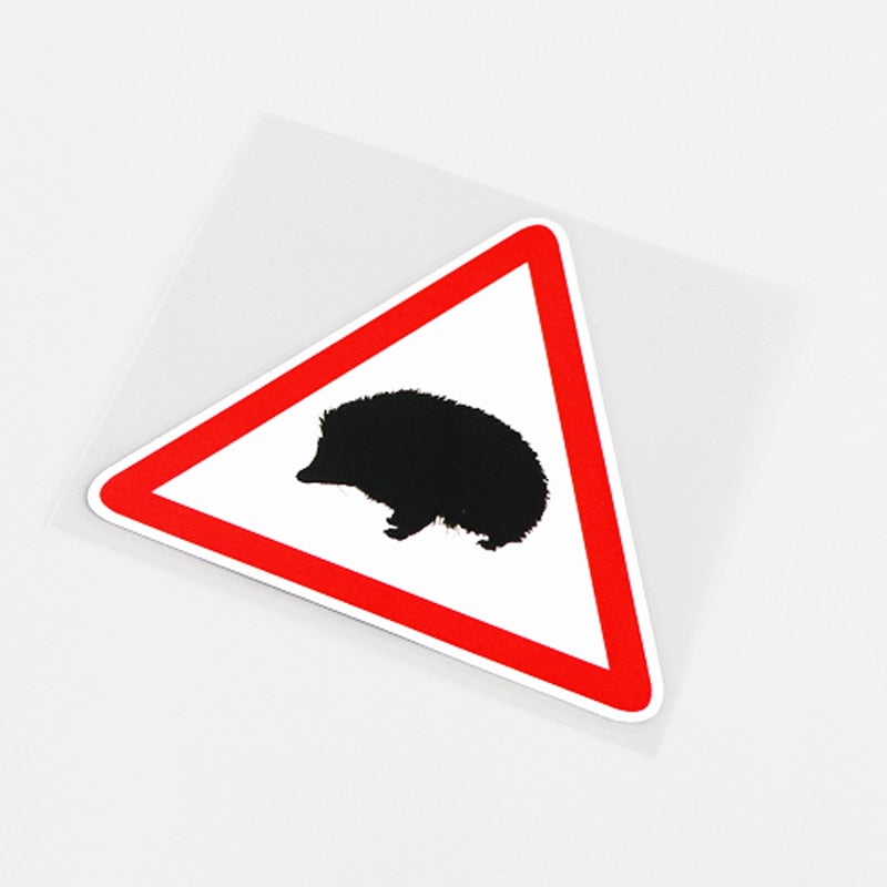 Hedgehog 'Warning Sign' Vinyl Car Sticker
