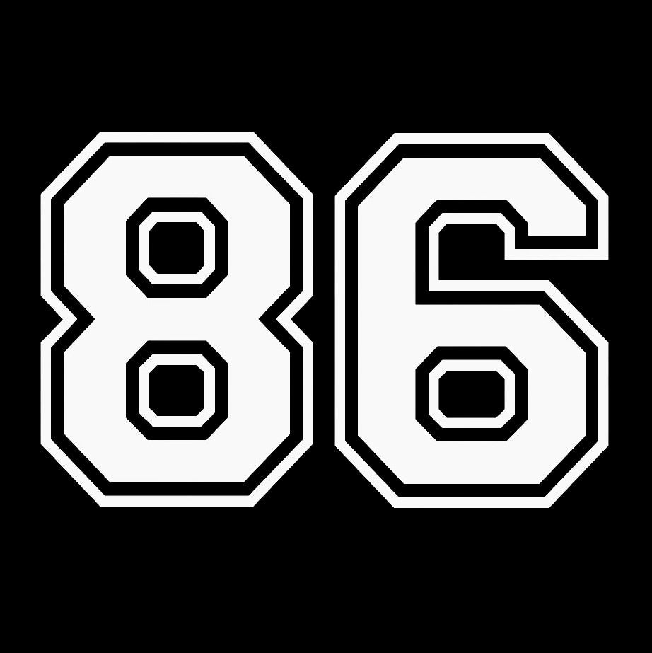 Football 'Number 86' Vinyl Car Sticker