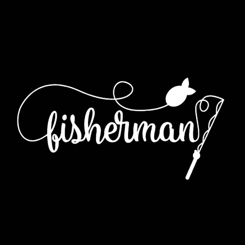 Fisherman 'Fishing Pole with Fish' Vinyl Car Sticker