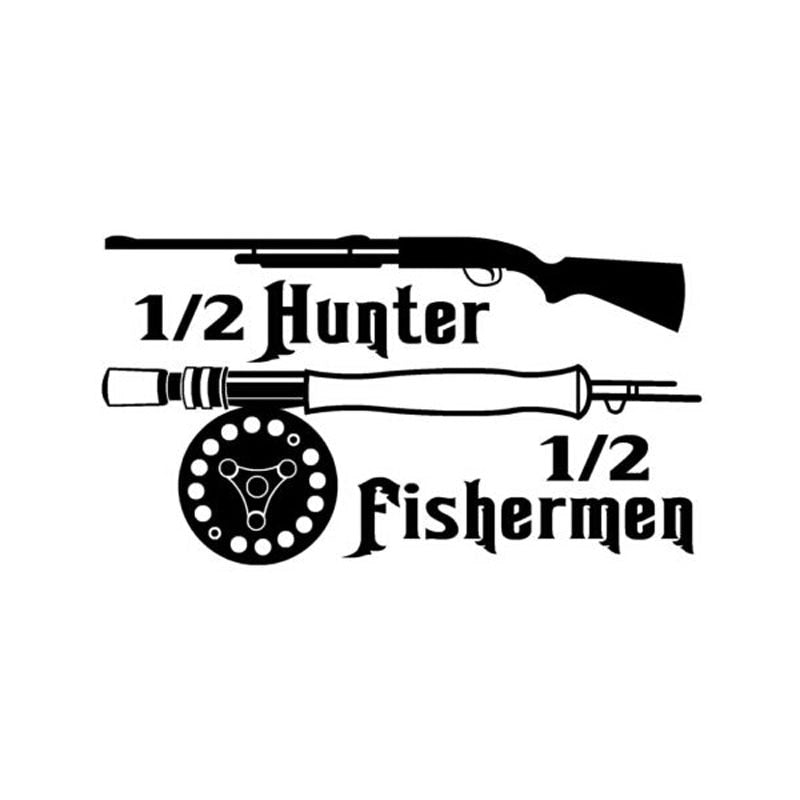 Cool 'Half Hunter | Half Fishermen' Vinyl Car Sticker