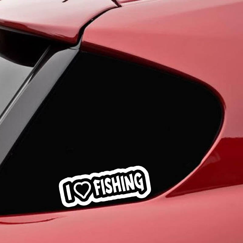 Cool Font 'I Love Fishing' Vinyl Car Sticker