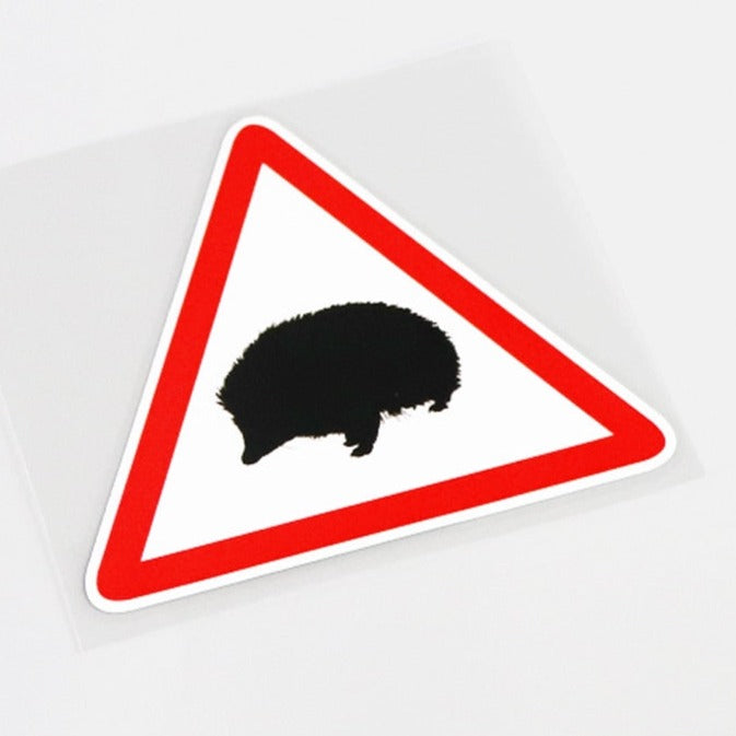 Hedgehog 'Warning Sign' Vinyl Car Sticker