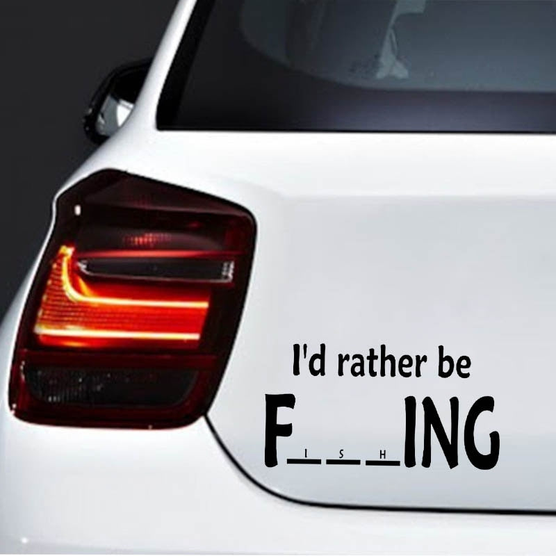 Cool 'I'd Rather Be Fishing' Vinyl Car Sticker