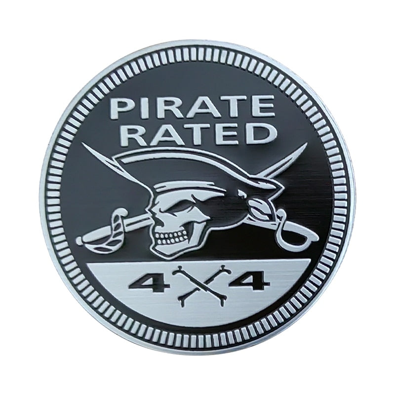 Pirate Rated 4x4 'Skull and Cutlass' Metal Car Sticker