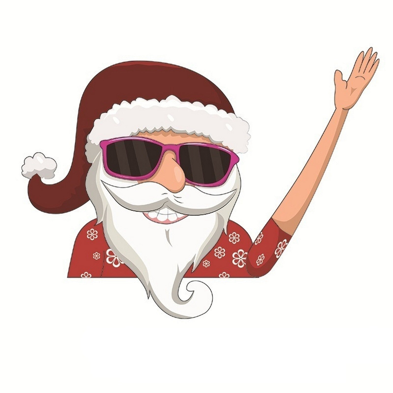Santa Claus 'Summer Outfit | Arm Waving' Vinyl Car Wiper Sticker