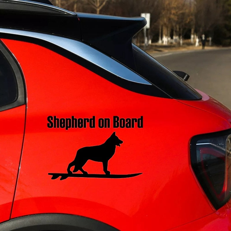 Shepherd On Board 'Surfing' Vinyl Car Sticker