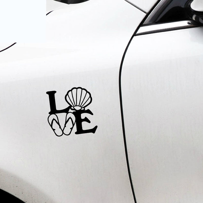 Love' Flip-Flops and Shell' Vinyl Car Sticker