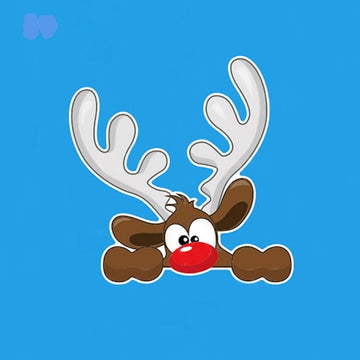 Christmas 'Rudolf  | Crossed Eyes' Vinyl Car Peeker Sticker
