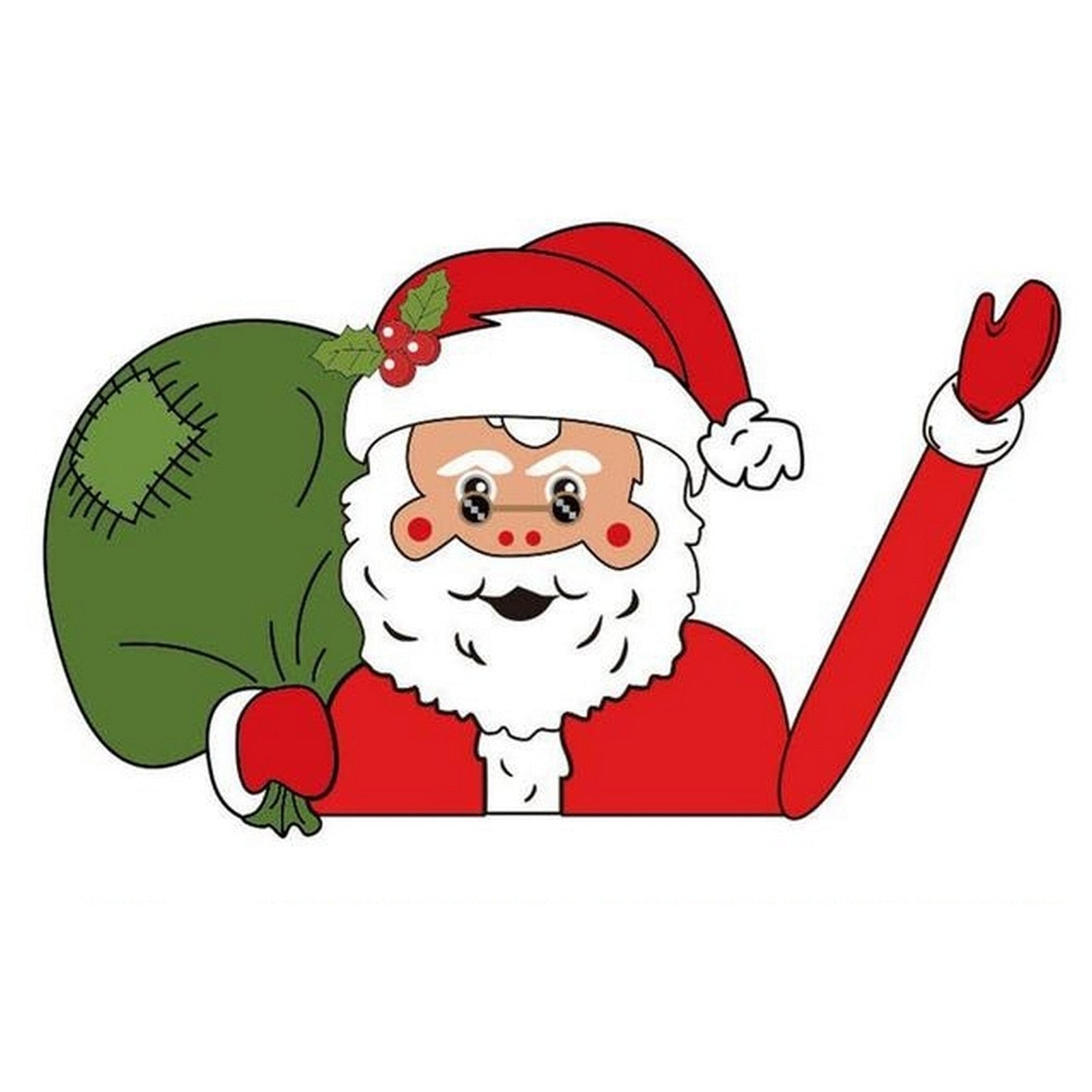 Santa Claus 'Green Sack | Arm Waving' Vinyl Car Wiper Sticker