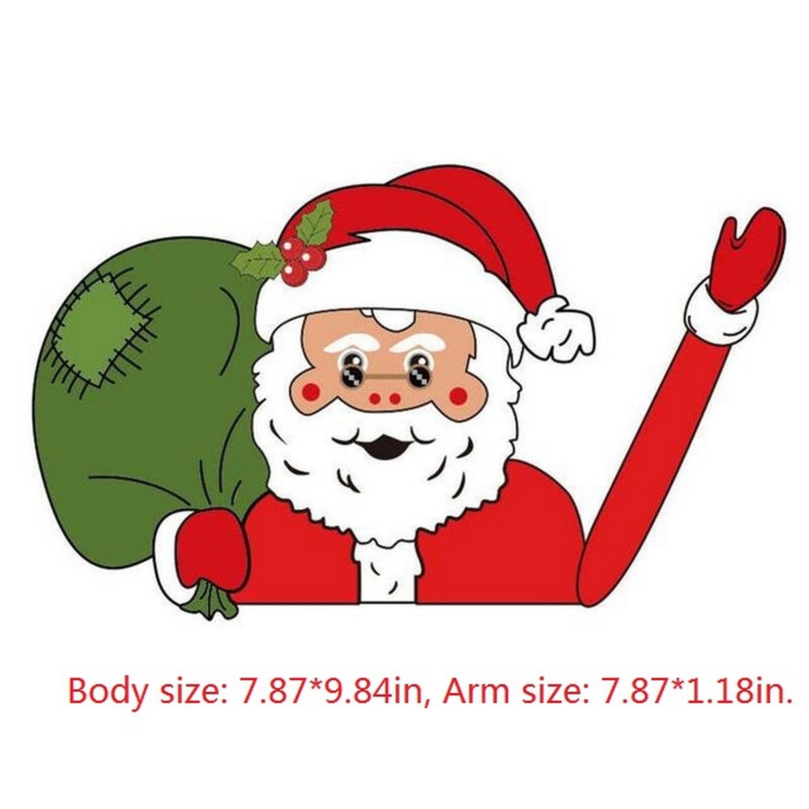 Santa Claus 'Green Sack | Arm Waving' Vinyl Car Wiper Sticker