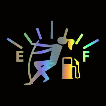 Funny 'Fuel Tank 'E | F | Girl Pulling Gas' Vinyl Car Sticker