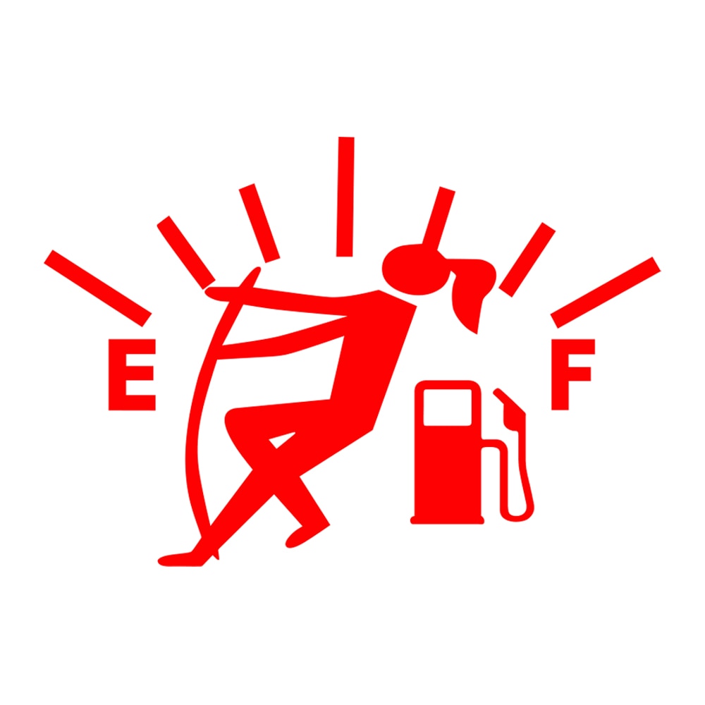Funny 'Fuel Tank 'E | F | Girl Pulling Gas' Vinyl Car Sticker