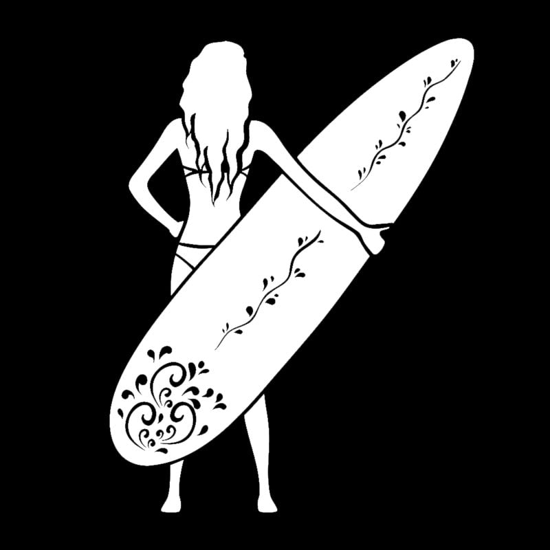 Surfing 'Girl Holding Surfboard' Vinyl Car Sticker