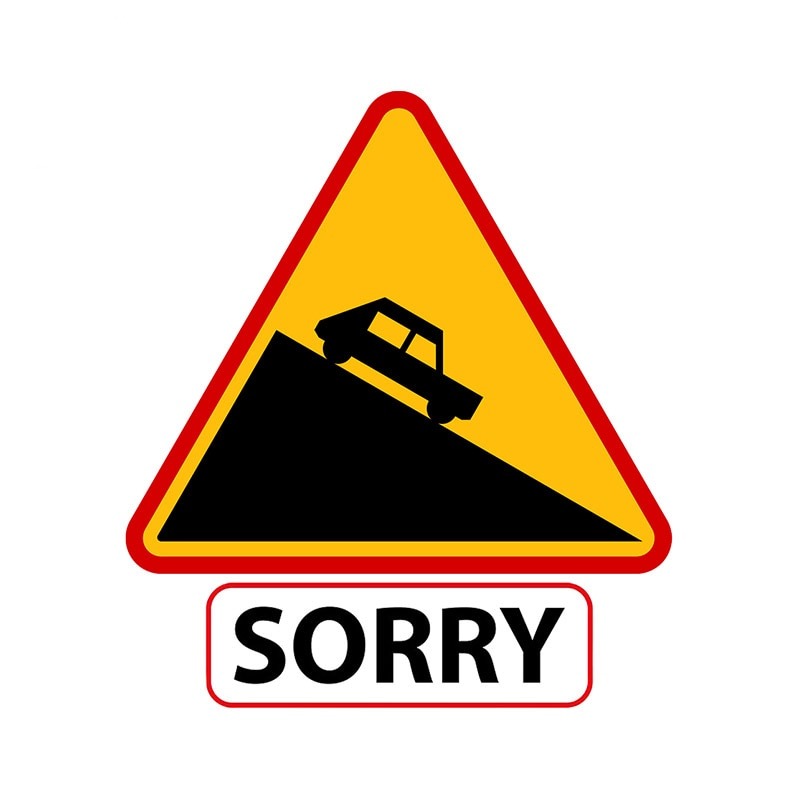 Steep Descent 'Sorry | Car | Yellow' Vinyl Car Sticker