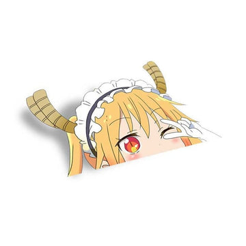 Miss Kobayashi's Dragon Maid 'Tohru | Winks And Peace Sign' Vinyl Car Peeker Sticker