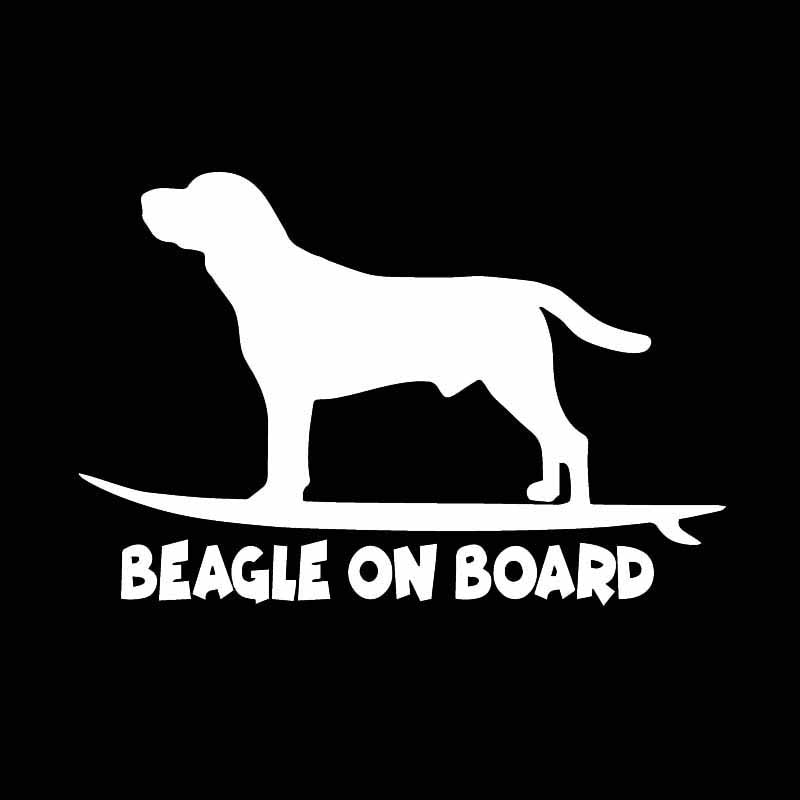 Beagle On Board 'Surfing' Vinyl Car Sticker
