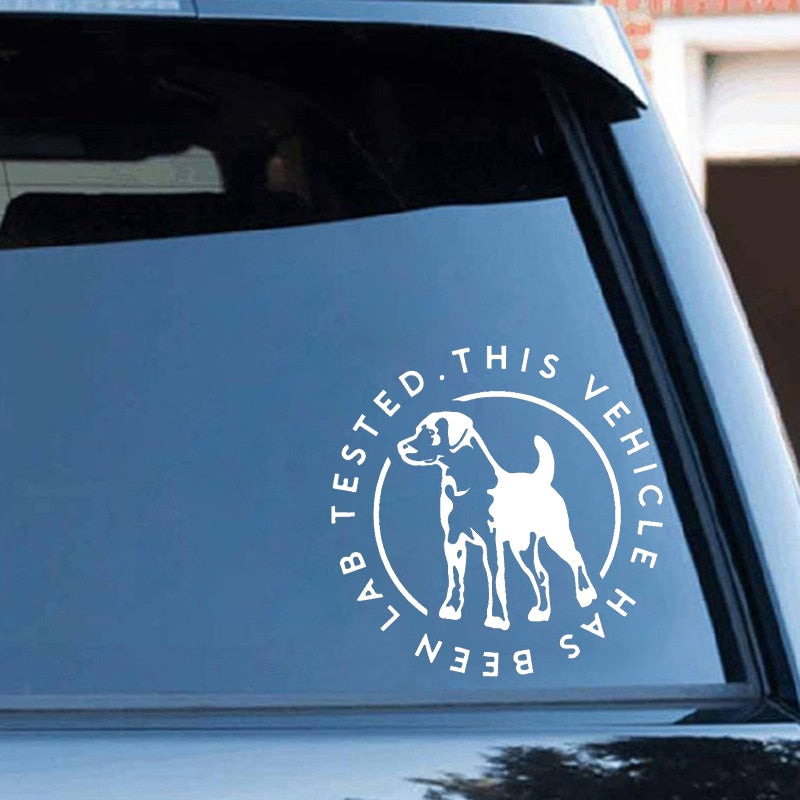 Dog 'This Vehicle Has Been Lab Tested' Vinyl Car Sticker