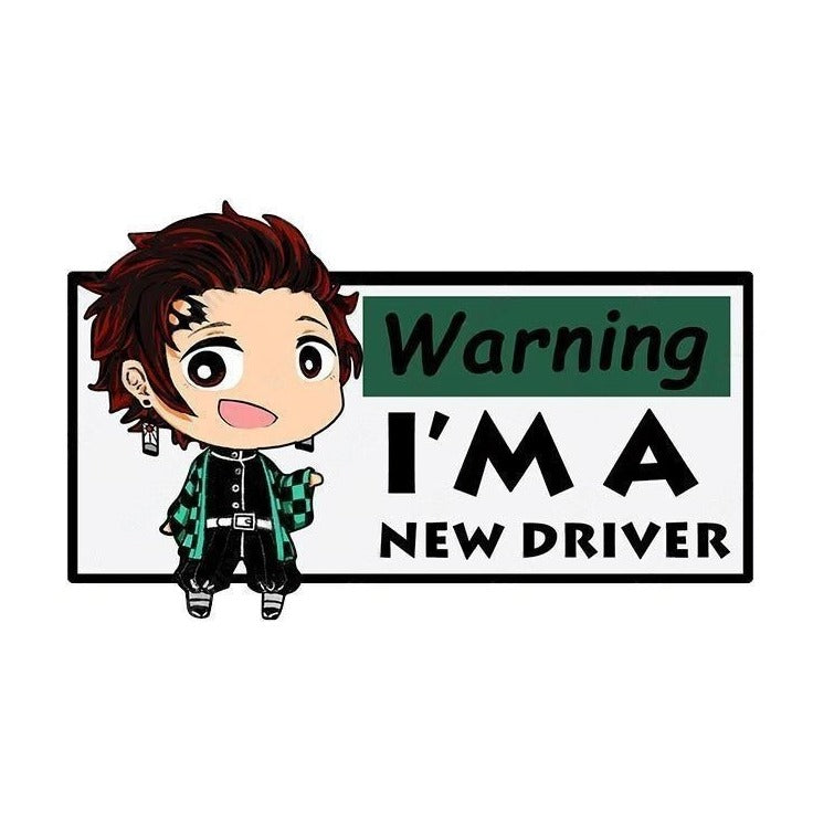 Warning I'm A New Driver 'Tanjiro | Confused' Vinyl Car Sticker