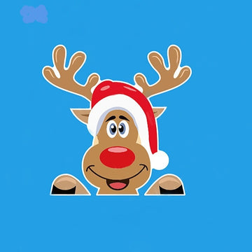 Christmas 'Smiling Rudolph | Red Nose' Vinyl Car Peeker Sticker