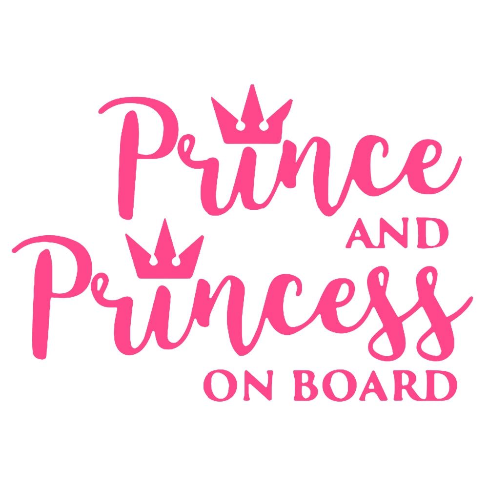 Cute 'Prince And Princess On Board' Vinyl Car Sticker