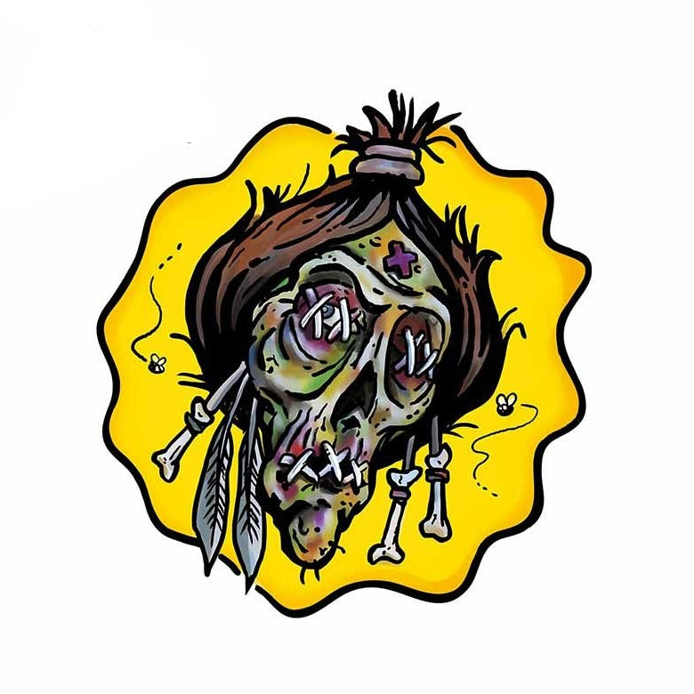Skull 'Shrunken Head' Vinyl Car Sticker