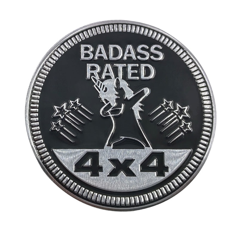 Badass Rated 4x4 'Dabbing Unicorn | Stars' Metal Car Sticker