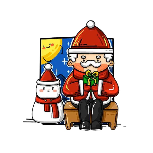Christmas 'Santa Claus and Snowman | Waiting' Vinyl Car Sticker
