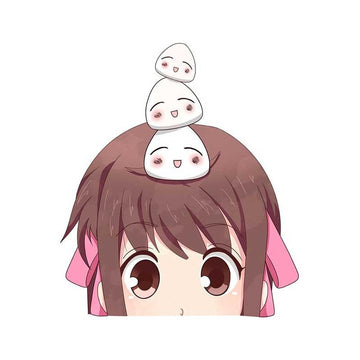 Fruits Basket 'Tohru Honda | Three Rice Balls' Vinyl Car Peeker Sticker