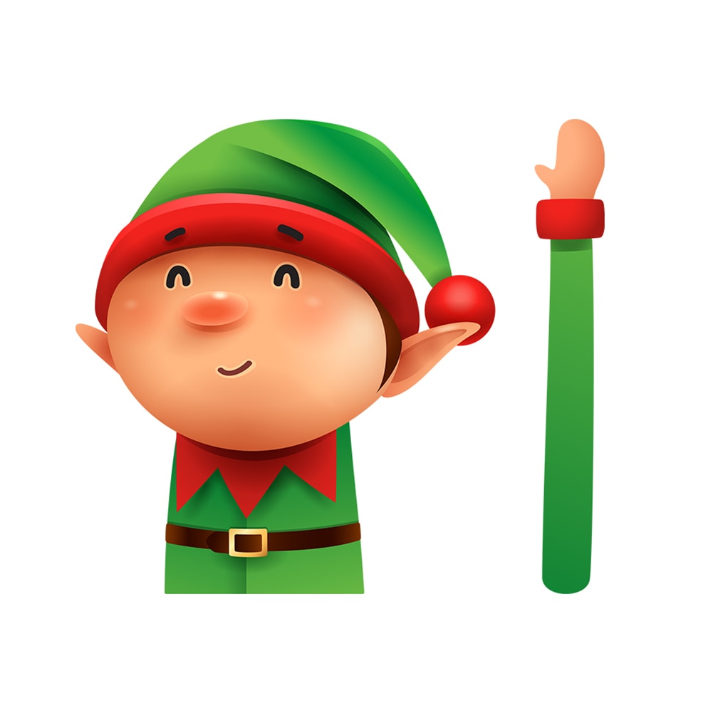 Christmas 'Cute Elf | Arm Waving' Vinyl Car Wiper Sticker