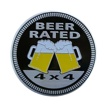 Beer Rated 4x4 'Cheers Beer Mugs' Metal Car Sticker