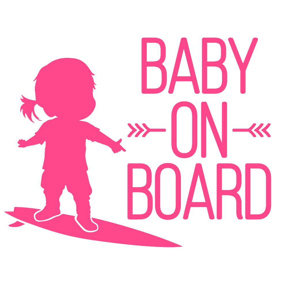 Baby On Board 'Surfing Baby Girl' Vinyl Car Sticker