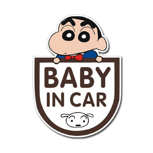 Baby In Car 'Shinnosuke Nohara | Shiro Head | Looking' Vinyl Car Sticker