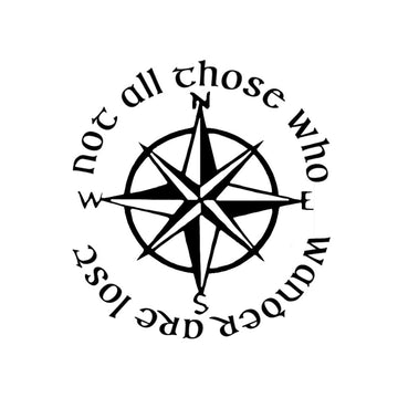 'Not All Those Who Wander Are Lost | Compass Rose' Vinyl Car Sticker