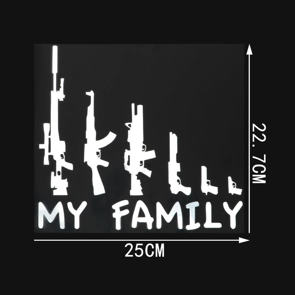 Military Tactical 'My Family | Tactical Guns | 1.0' Vinyl Car Sticker