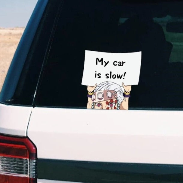 Demon Slayer 'Tengen | My Car Is Slow!' Vinyl Car Peeker Sticker
