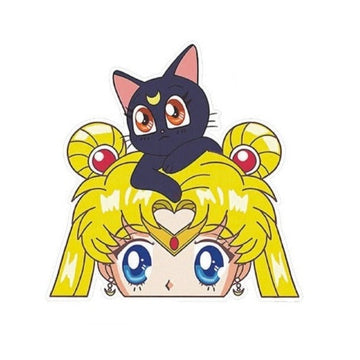 Sailor Moon And Luna 'Peeking' Vinyl Car Peeker Sticker