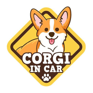Warning Sign 'Corgi In Car | Excited' Vinyl Car Sticker