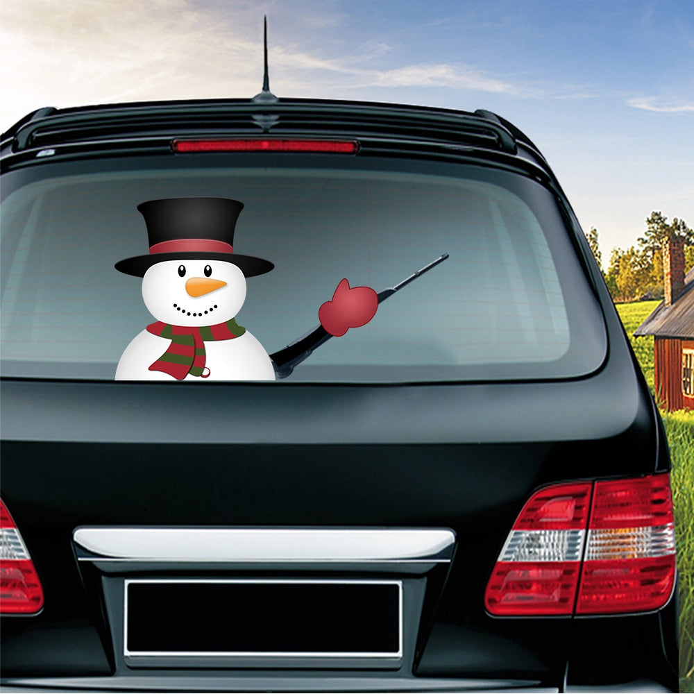 Snowman 'Top Hat and Scarf' Vinyl Car Wiper Sticker