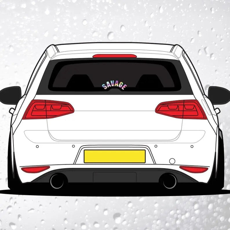 Cool Slick Chrome 'Savage' Vinyl Car Sticker
