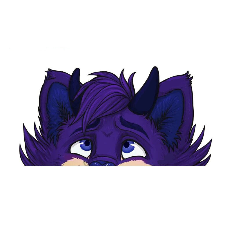 YCH Peace Sign 'Violet Fur Wolf | Teyori' Vinyl Car Peeker Sticker