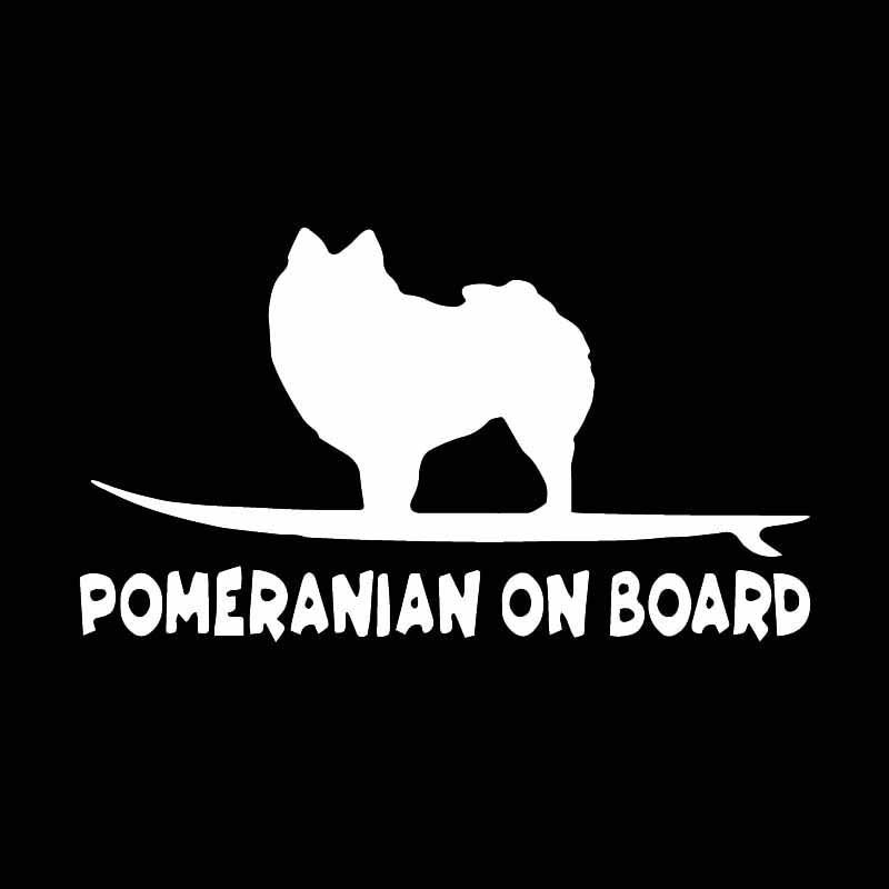 Pomeranian On Board 'Surfing' Vinyl Car Sticker