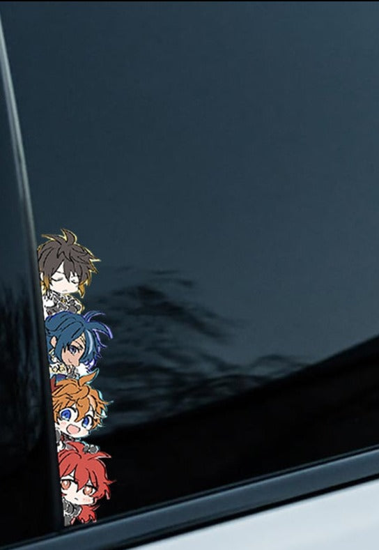 Genshin Impact 'Chibi Boy Band | Peeping | Left' Vinyl Car Peeker Sticker