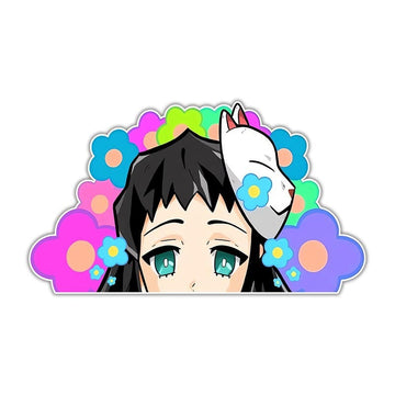 Demon Slayer 'Makomo | Colorful Flowers' Vinyl Car Peeker Sticker
