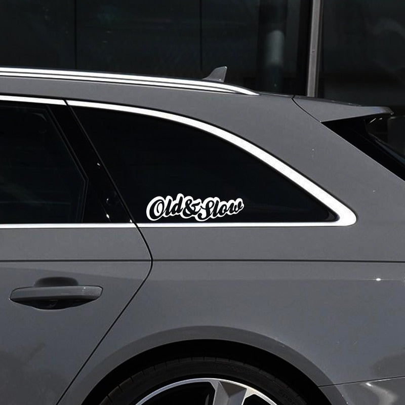 Cool Font 'Old and Slow' Vinyl Car Sticker